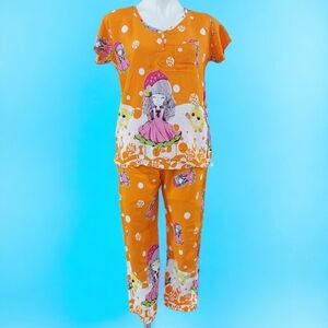 Cosplay Pajama Set Women's Small Japanese Anime Theme Top And Capri Pants